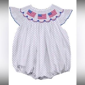 American Flag Fourth of July Smocked Bubble